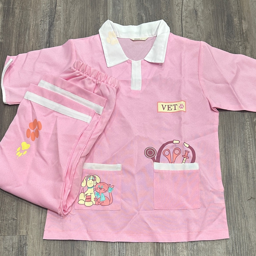 Kids Pink Vet-Themed Pajama Set